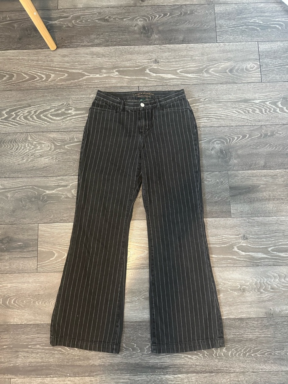 Ralph Lauren Black Pinstripe Boot-Cut Jeans